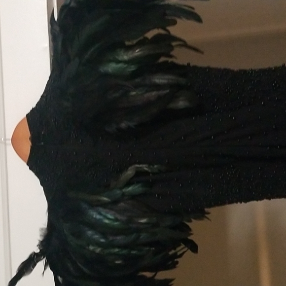 Floor length gothic gown with feathers - Picture 4 of 9